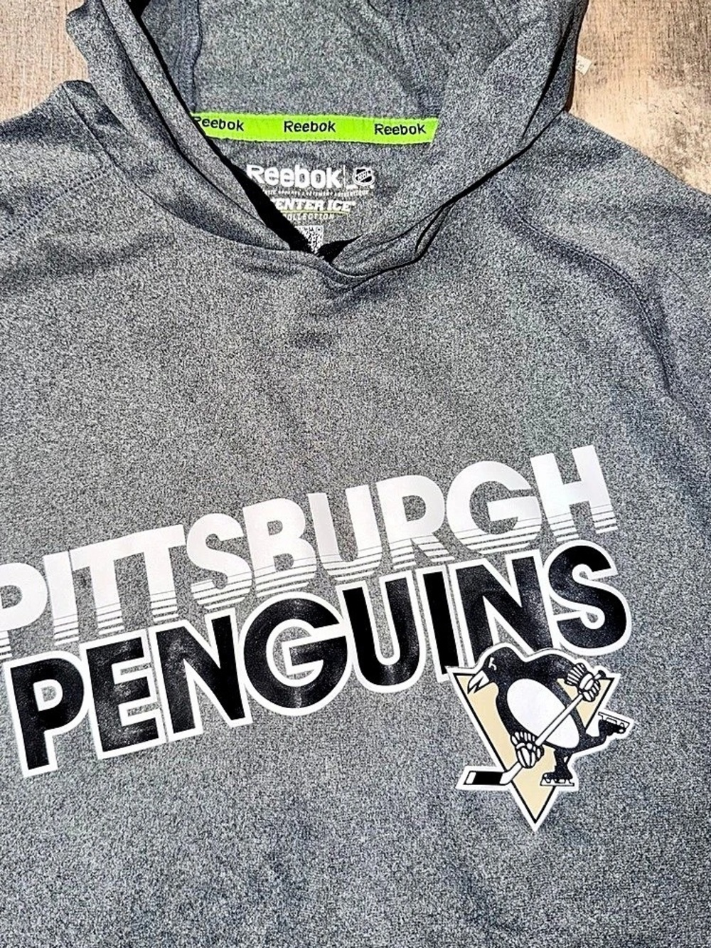 Reebok Pittsburgh Penguins NHL Center Ice Collection Hoodie Gray